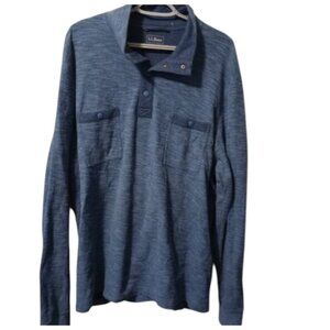 LL Bean Mens Quarter Snap Blue Size XXL Long Sleeve Pullover Pockets